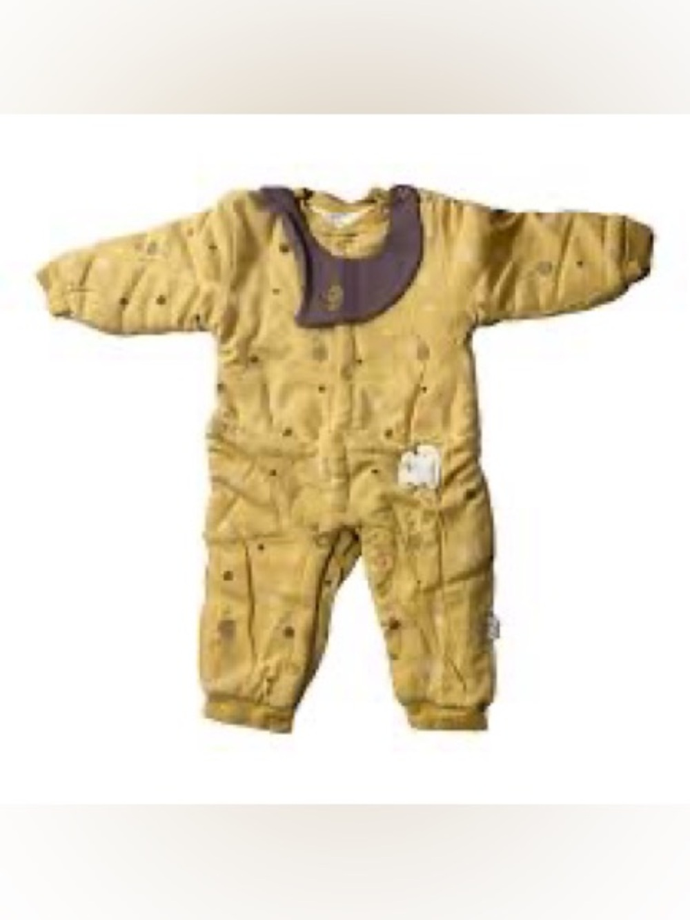Cozy Yellow Infant Footed One-Piece with Contrast Collar